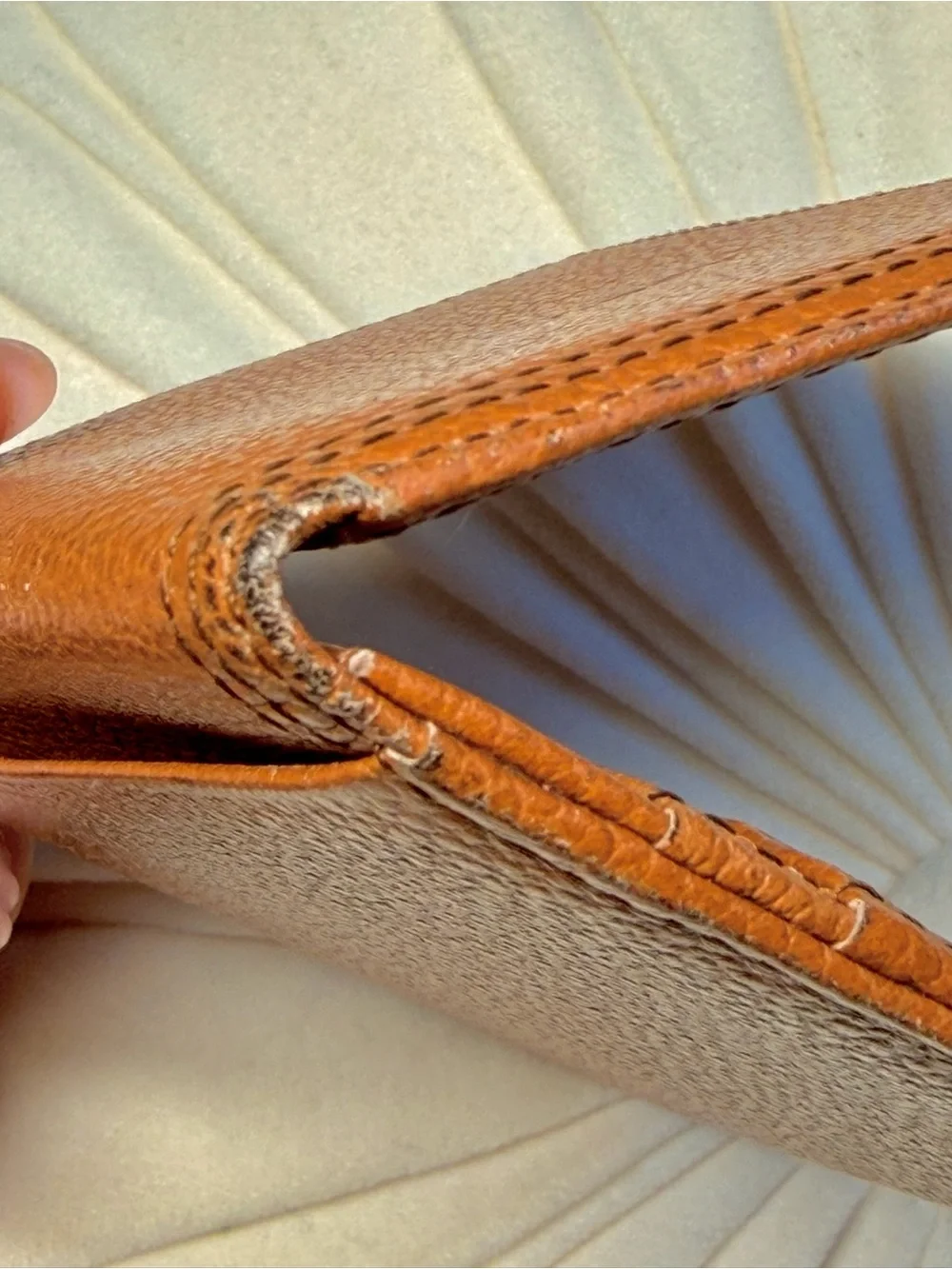 Saint Laurent Tan Pebbled Leather Card Holder